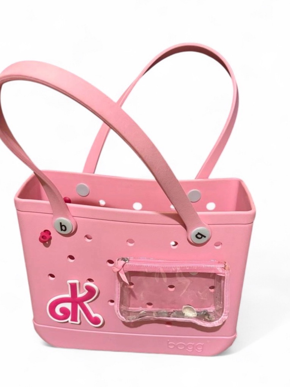 Baby Bogg Pink Tote Bag with Charmd and Clear Pocket